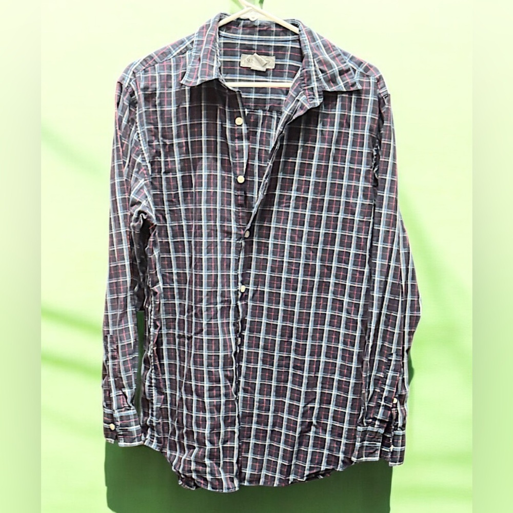 Sun river Men's Plaid Shirt - Blue Red LARGE